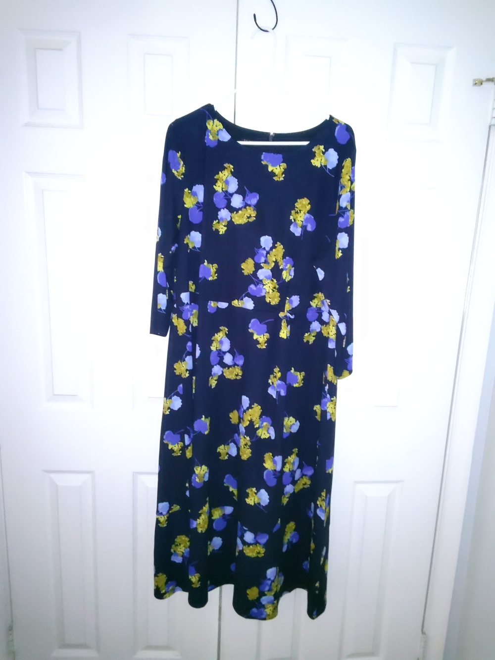 Talbots Black Long-Sleeve Floral Maxi Dress